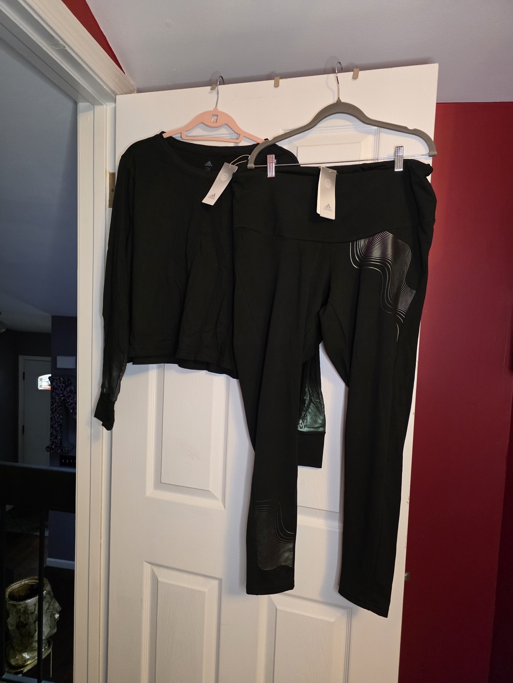 adidas Black Long-Sleeve Top and High-Waist Leggings Set